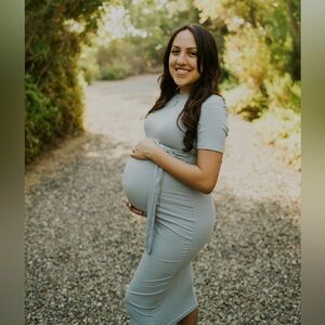 Light Blue Midi Maternity Dress